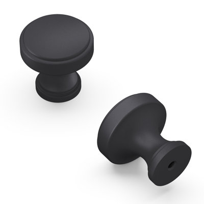 Brownstone Collection Round Knob - 1-1/4 " Diameter Cabinet Knob Matte Black - Transitional Hardware for Drawers & Cabinets