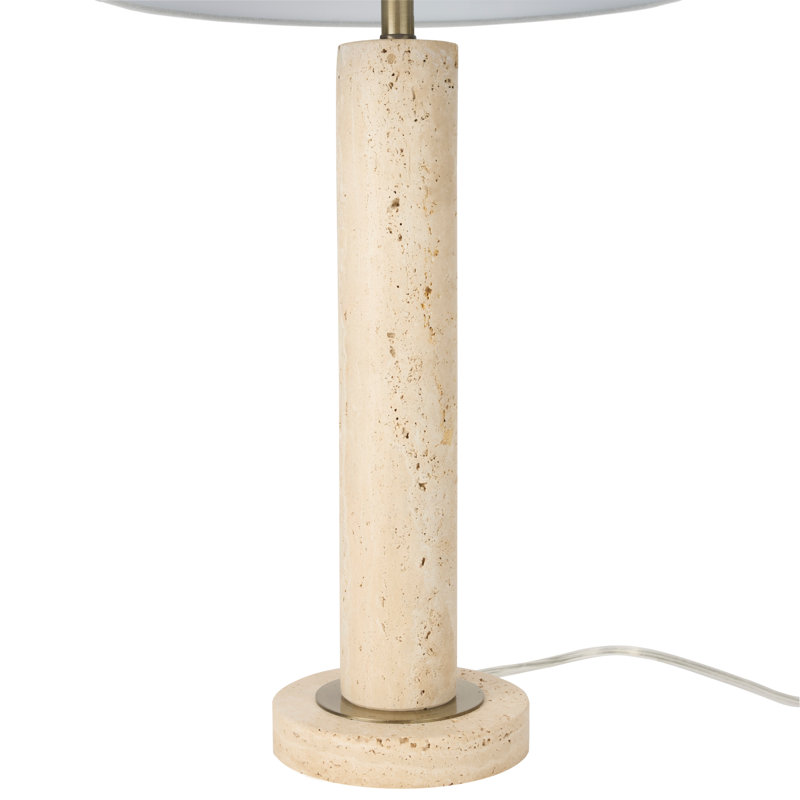 28" Travertine Stone Pillar Table Lamp
