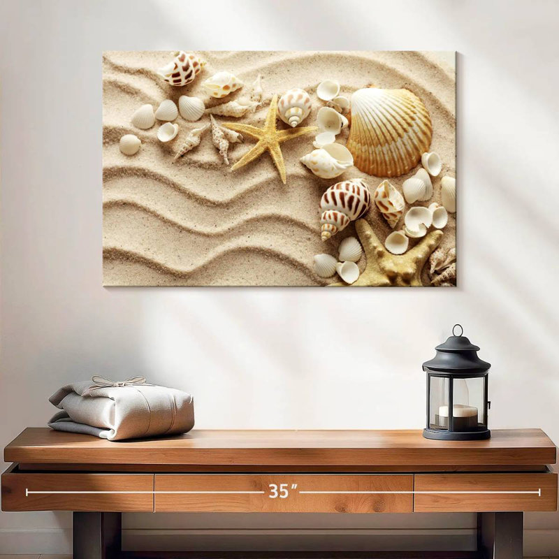Aletra, coquillages sur les vagues de sable, H 16 po x l 24 po