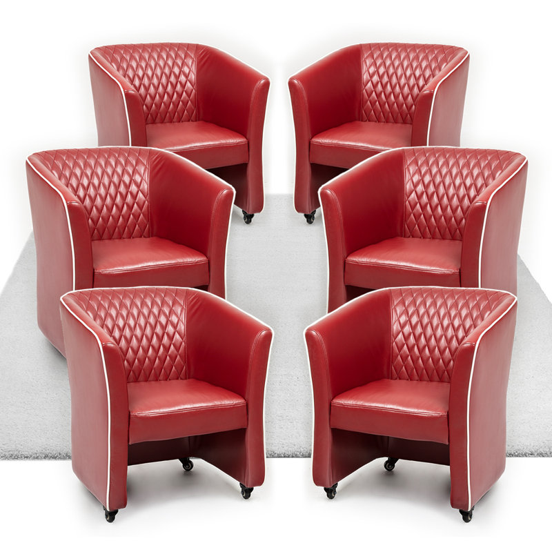 Fauteuil club large de 27 po Tripoli, Simili cuir rouge