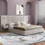 Très grande base de lit tapissier en fer avec tissu chenille et motif plissé. Comprend un lit plateforme très grand avec une tête de lit, une structure solide et une table de chevet. (Matelas non inclus)-1136075462-1136075457