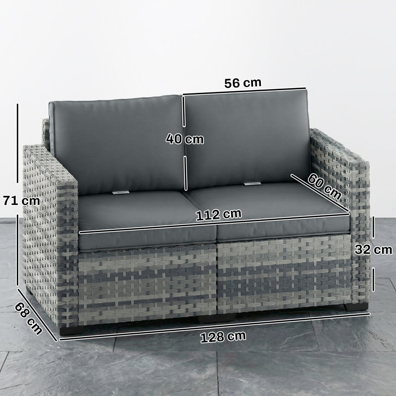 128cm Wide Straight Steel Loveseat