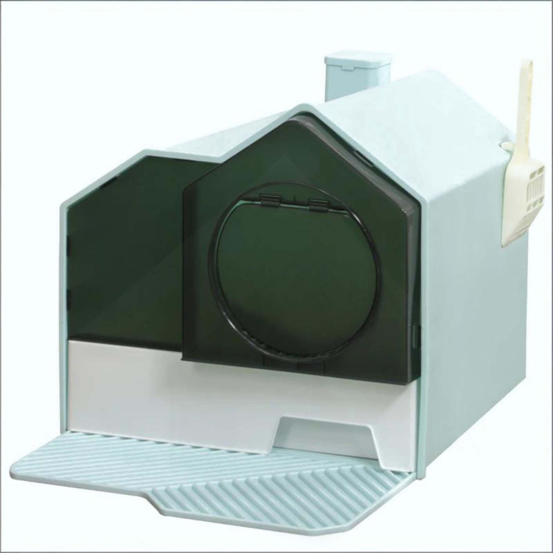 Bac à litière pour chat, Vert/bleu pâle/blanc