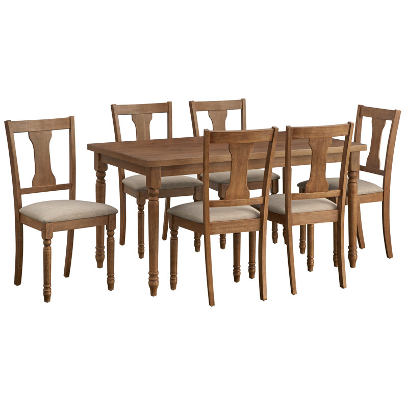 Burntwood 5 Piece Dining Set, 7 Pieces: Table, 6 Chairs
