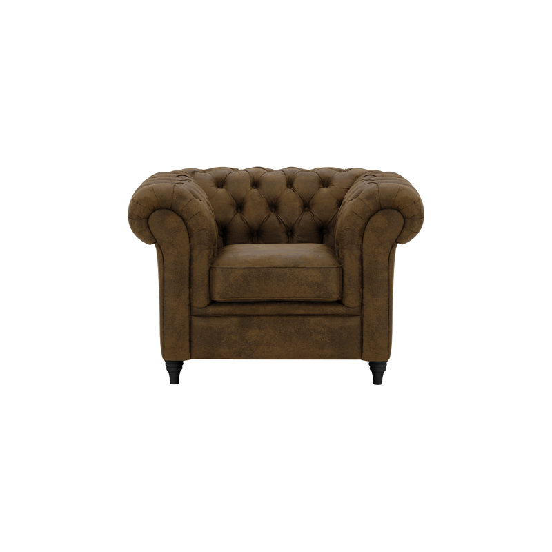 Littlehampton Upholstered Chesterfield Chair, Chocolate Brown