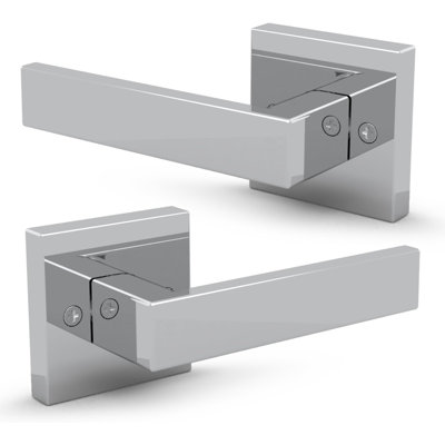 Mega Handles ROBELL Reversible Interior Door Lever with Square Rosette, Modern Stainless Door Locks for Bedrooms, Bathrooms, Hallways, French Doors