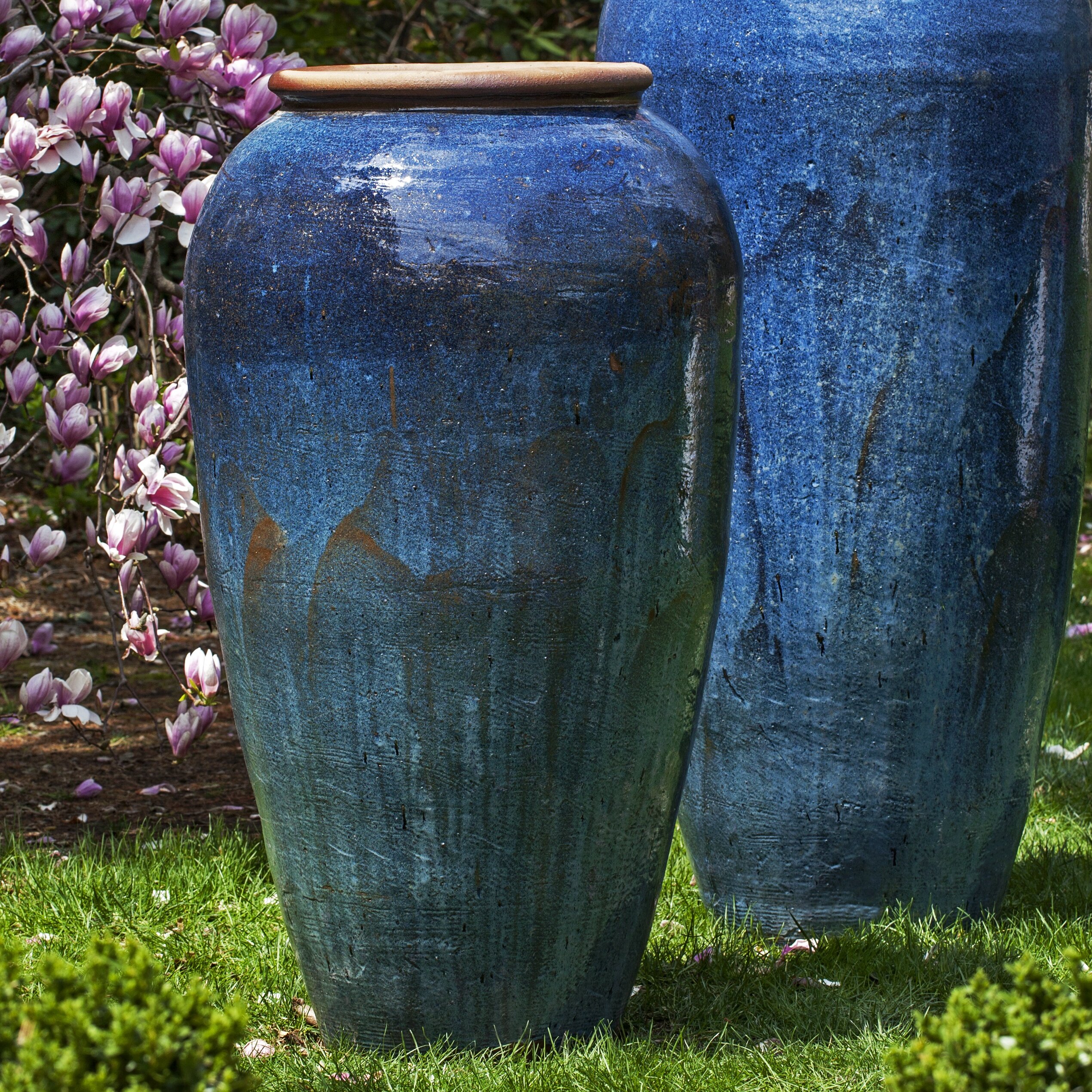 Campania International Sora Round Planter Jar, Blue