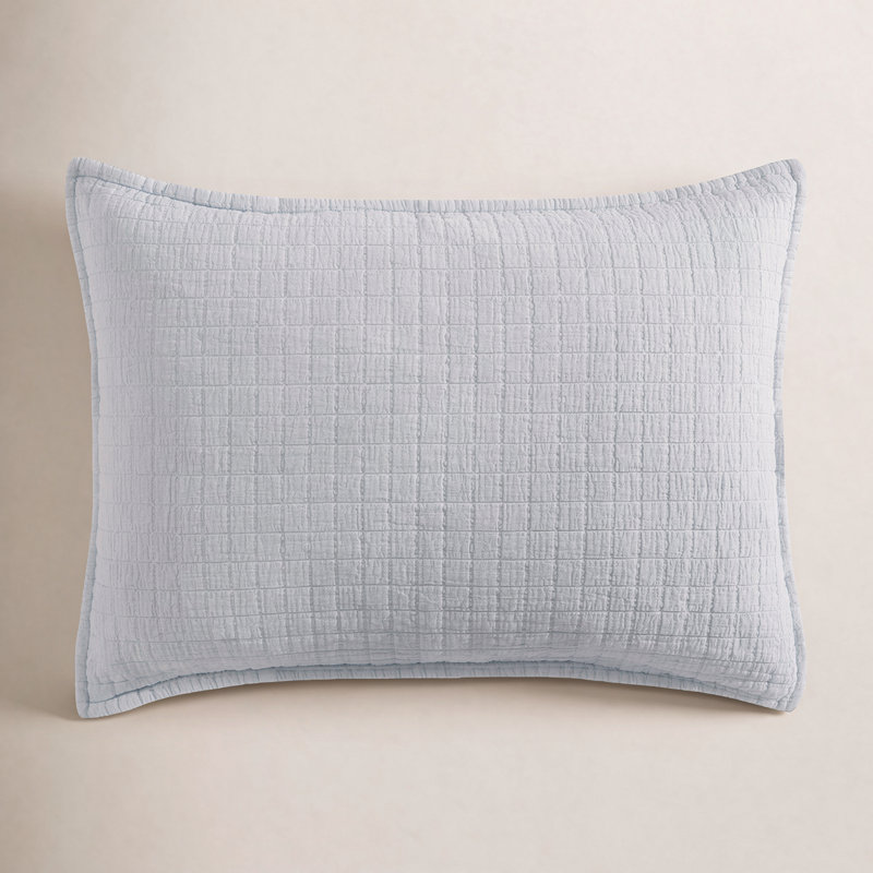Calvin Klein Essential Garment Washed Solid Cotton Sham Set, Light Blue, Queen