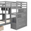 Lit superposé double au-dessus de simple avec bureau, tiroirs et tablettes en gris - espace de rangement fonctionnel pour les adultes et les bureaux