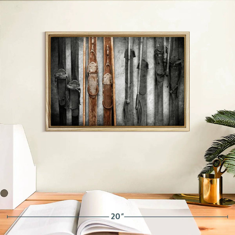 Collection de ski, Cadre flottant en bois naturel, 13 po x 9 po