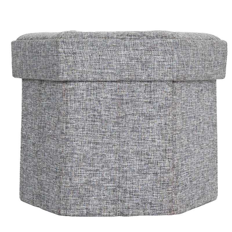 Repose-pieds hexagonal pliable gris moyen décoratif pour le salon, la chambre à coucher, la salle à manger, la salle de jeux ou le bureau