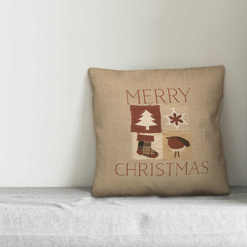  Housse de coussin Merry Christmas Antique, 20 po X 20 po, Polyester/ Bourre en polyester