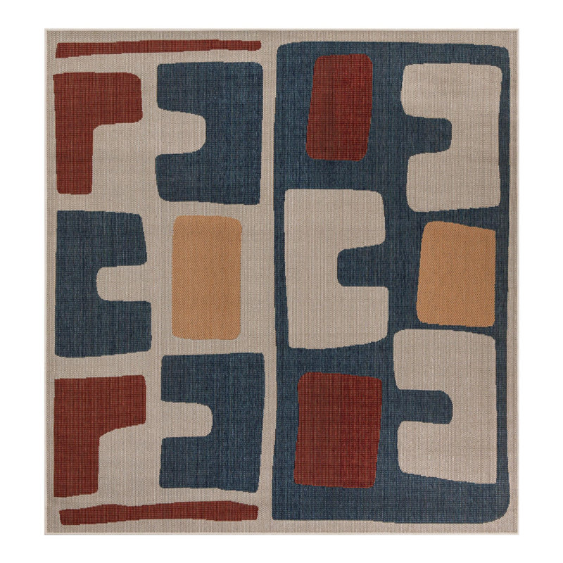 Dreson Abstract Indoor / Outdoor Rug, Square 7'10"
