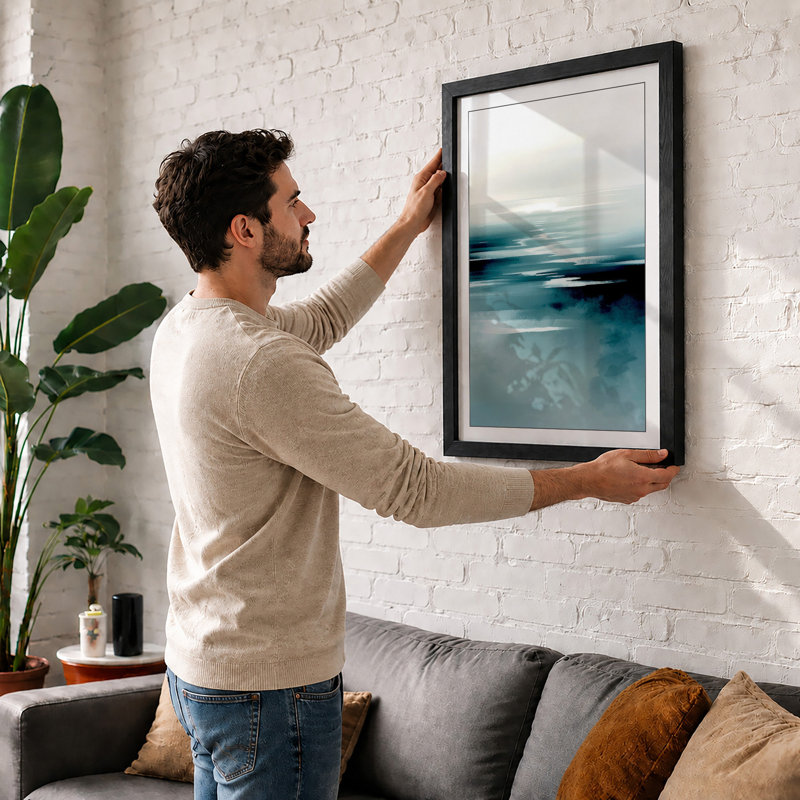Misty Bands Coastal - Framed Print, A4 - 29.7 x 21.0 cm, White