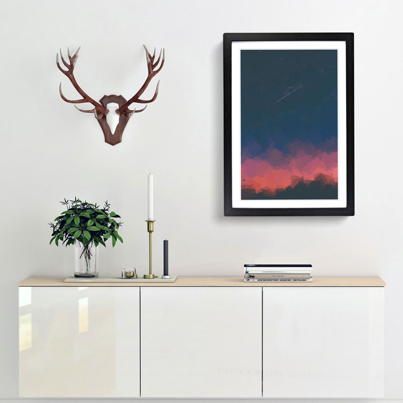 Shooting Star over Mexico in Abstract - Picture Frame Graphic Art Print, Black, 50cm H x 35cm W x 2cm D