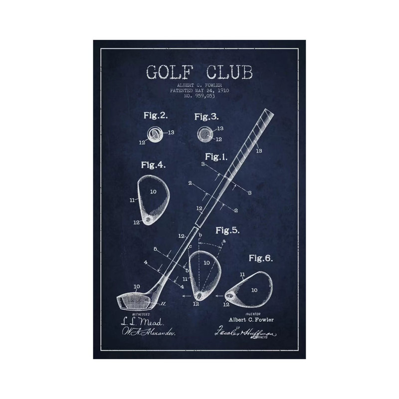 Giclée sur toile bleu marine Golf Club, H 60 po x l 40 po