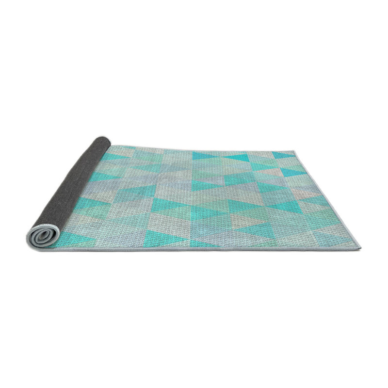 Tapis de zone turquoise à motifs, Rond 6 pi