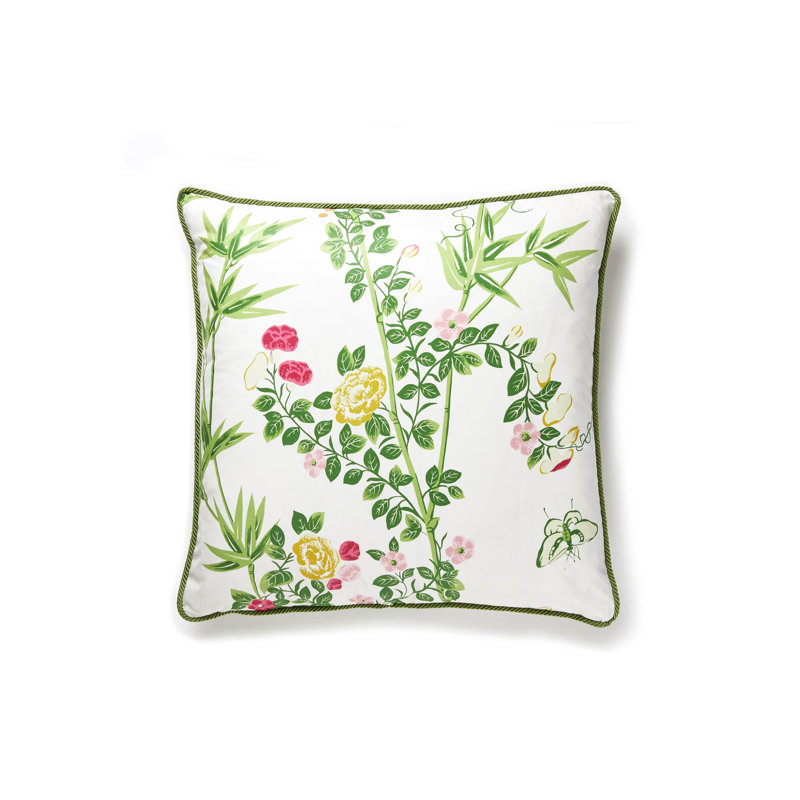 Jardin De Chine Floral Square Pillow Cover & Insert, Green/White