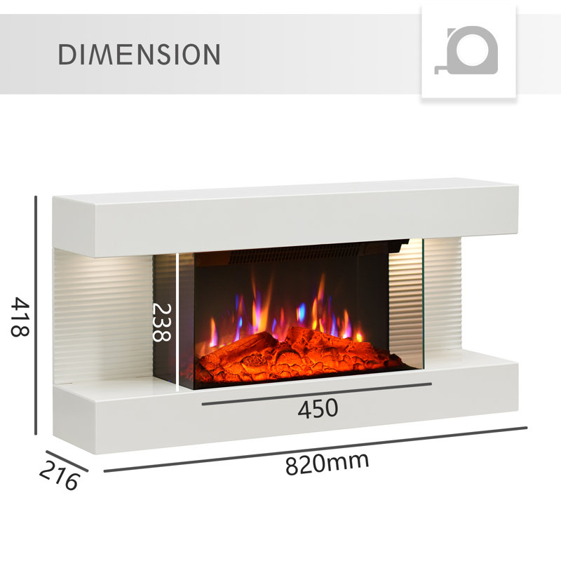 WEMBURY Stories Electric Fireplace, 22cm H X 82cm W X 42cm D