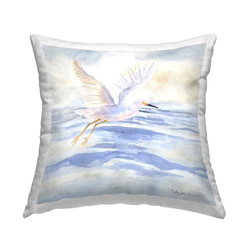 Swan Flying Over Water Decorative Printed Throw Pillow Design by Audrey Jeanne Roberts