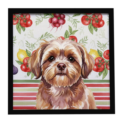 Liver Shih Tzu Vegetables Framed Metal Print