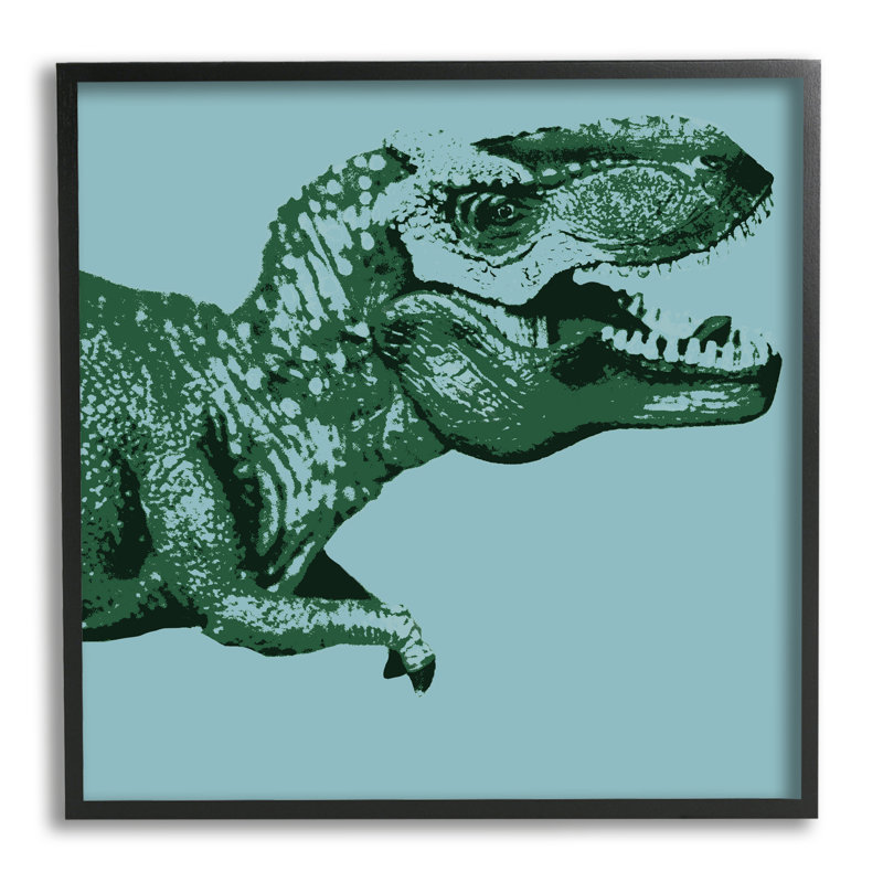 T-Rex abstrait pour garçon cmw-041, H 12 po x l 12 po, Giclée encadrée noir minuit, Oui