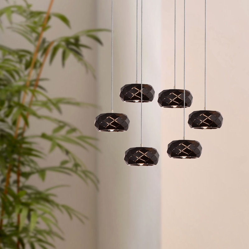 Luminaire suspendu en grappe 6 lumières Bixby, Noir