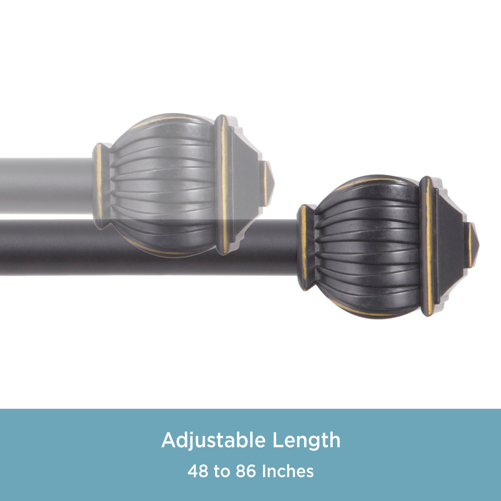 Berkley Benji Adjustable 0.625" Single Curtain Rod, Oil Rubbed Bronze, 48" - 86"