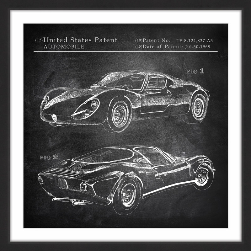 « ferrari design », reproduction d’art encadrée, H 12 po x l 12 po x P 1,5 po