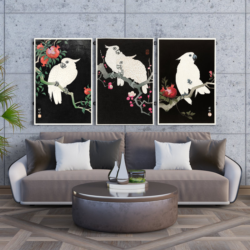 The White Cockatoos by Ohara Koson - 3 Piece Wrapped Canvas Print, 31" W x 46" H