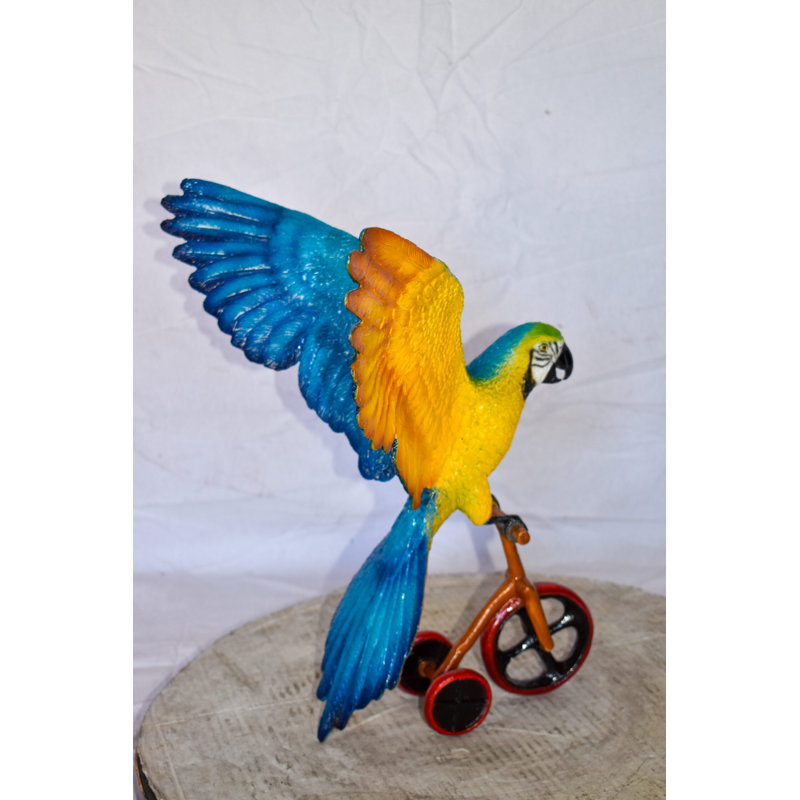 Ewel Colourful Parrot Riding a Tricycle Statue
