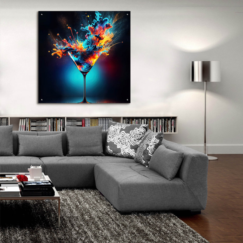 «Colorful Drink» par Rey Klimt, art mural en verre acrylique, H 36 po x l 36 po x P 0,2 po