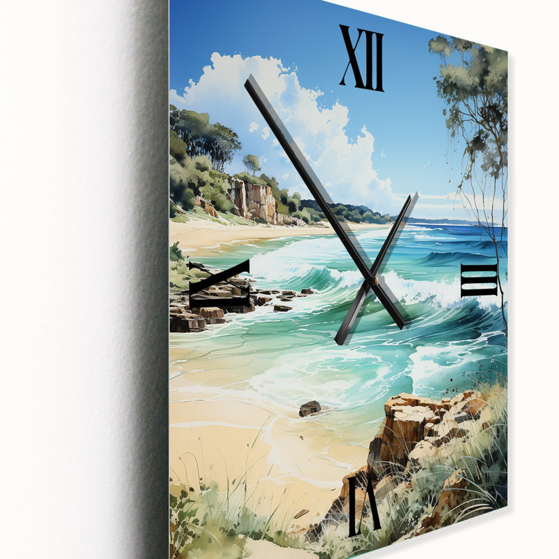 Australie Byron Bay Coastal - Horloge murale moderne nautique et de plage, Médium