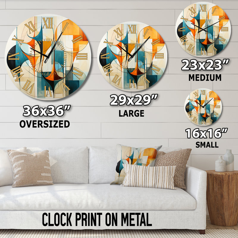 Horloge murale orange Mid-Century Harmony, Médium