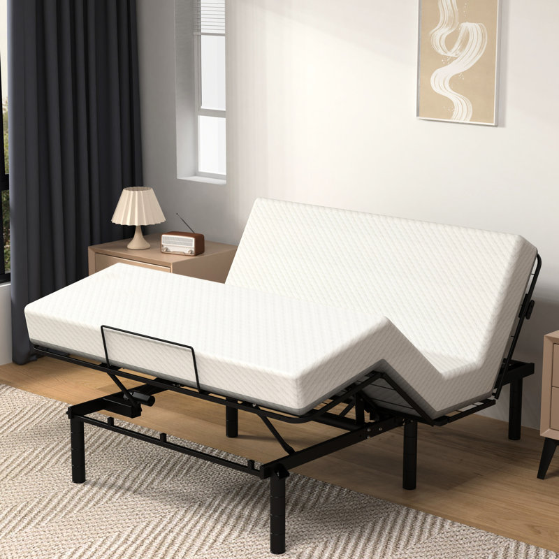 Base de lit réglable en métal grand format, conception zéro, capacité robuste de 750 lb, deux ports, base pliable avec cadre zéro,