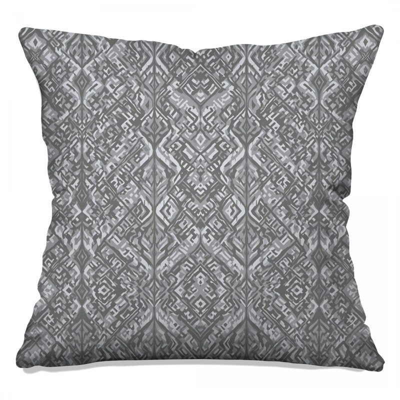 Gray Ikat Pattern Double Sided Throw Pillows, 14 x 14 inches