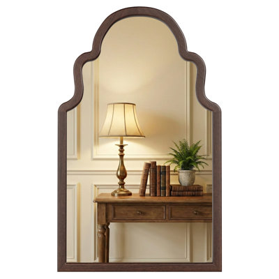 Solid Wood Framed Arch Wall Mirror Decorative Mirror For Living Room