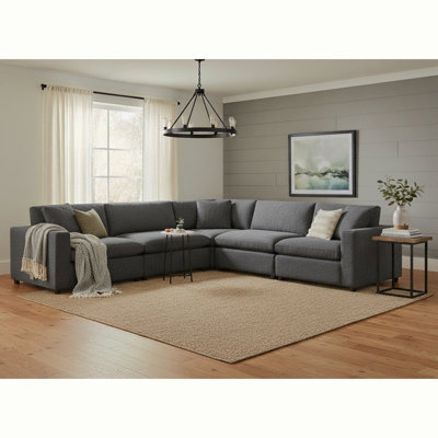 Canapé modulaire 5 pièces Cassandra - Gris anthracite
