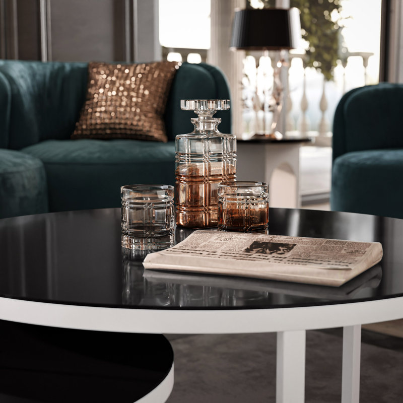 Perryton Frame 2 Piece Coffee Table, White/Black