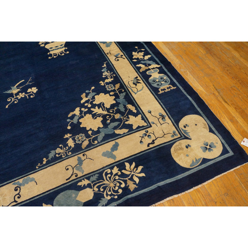 Antique Peking Chinese Allover Navy 1890s Rug