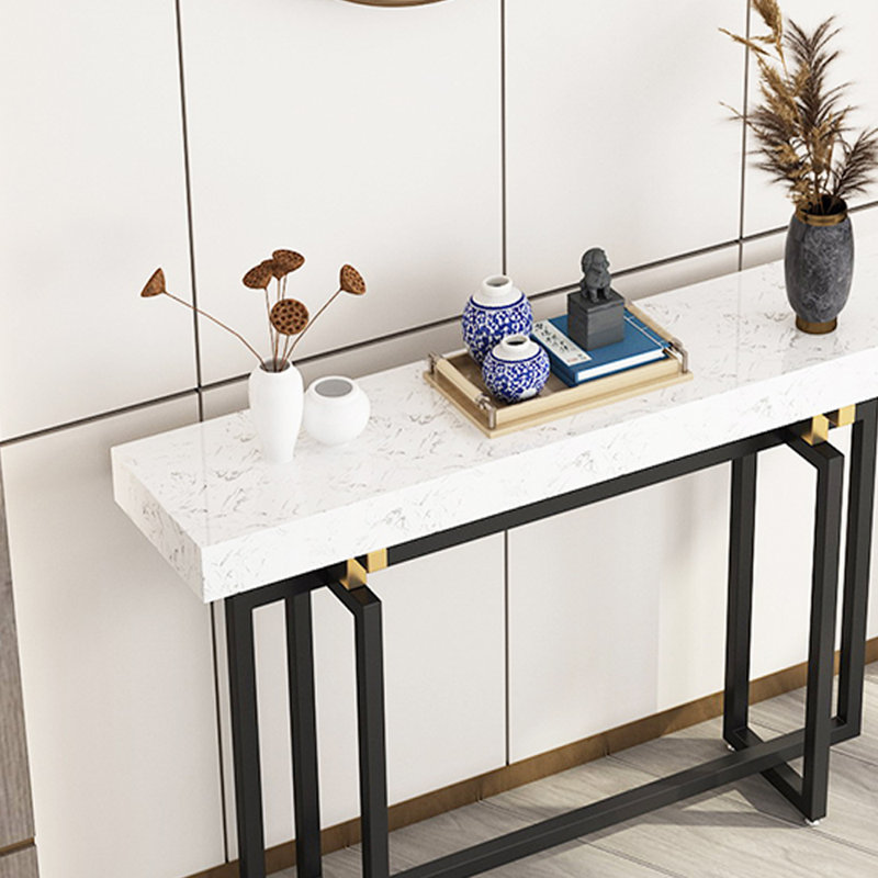 Console Nordic Minimalist, H 31,5 po x l 59,1 po x P 11,8 po, Noir et or, Blanc