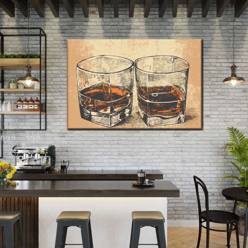 Vintage Whiskey Glasses Canvas Print, 51" H x 34" W x 1.25" D