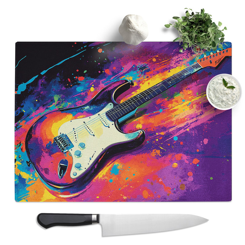 Electric Guitar  Glass Chopping Board