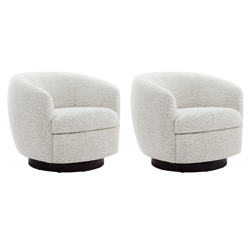 Fauteuil demi-tonneau Marcy, Tweed beige Azalea