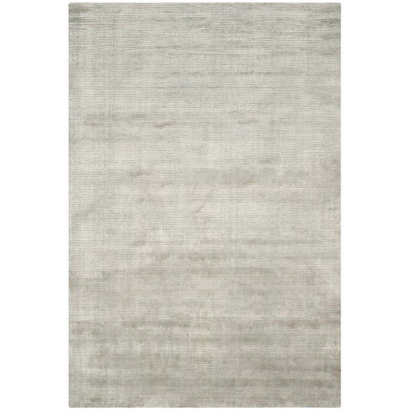 Tapis gris tissé à la main en viscose / laine / coton Irvona, Rectangle 10 pi x 14 pi