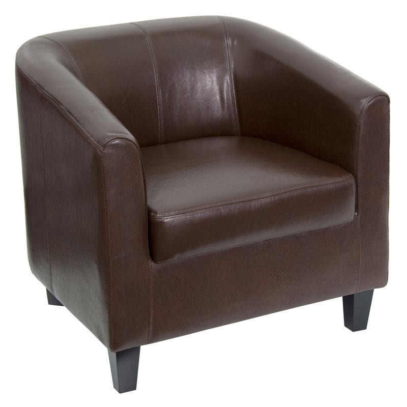 Faux Leather Armchair, Brown Leather