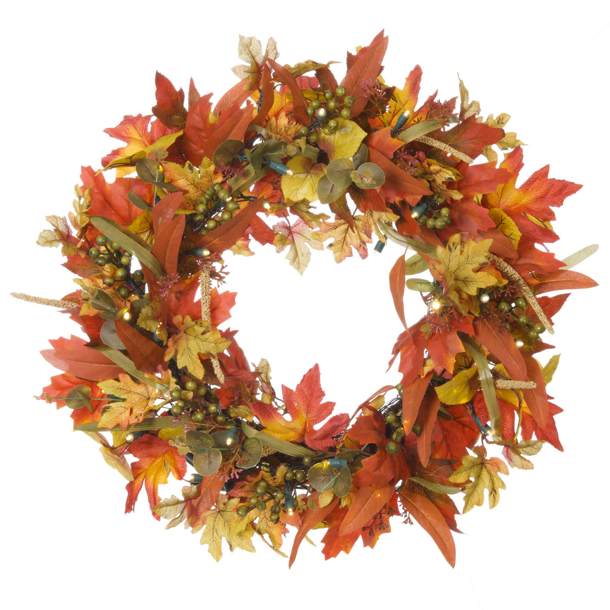 The Holiday Aisle® Jachob Faux Lighted 24'' Wreath | Wayfair