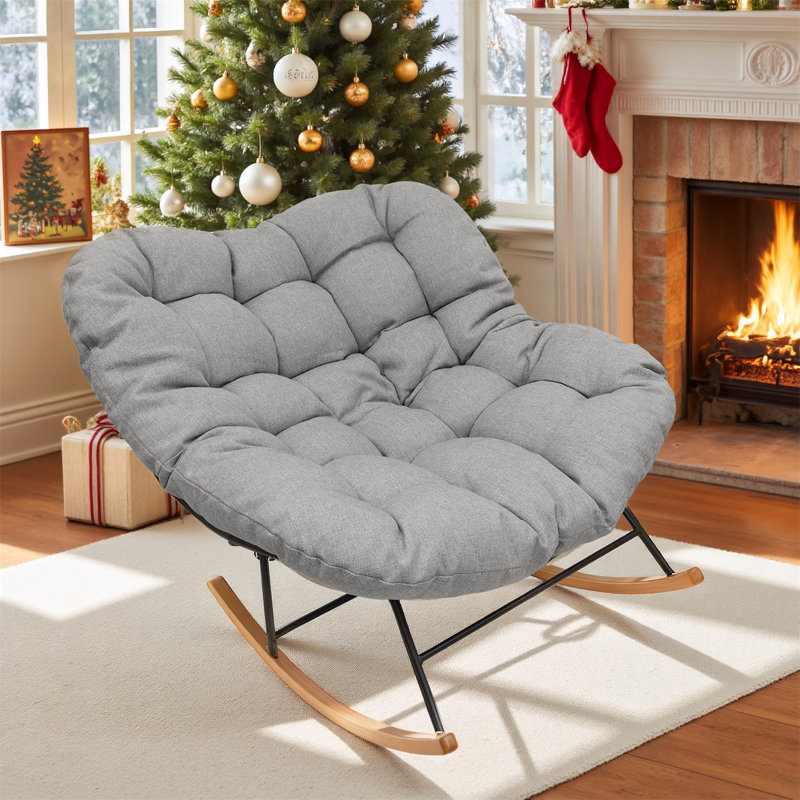 Chaise berçante d'extérieur, fauteuil berçant moderne avec coussin E-Coated