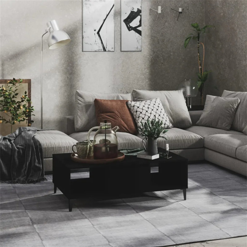Awat Four Leg Coffee Table with Storage, Black