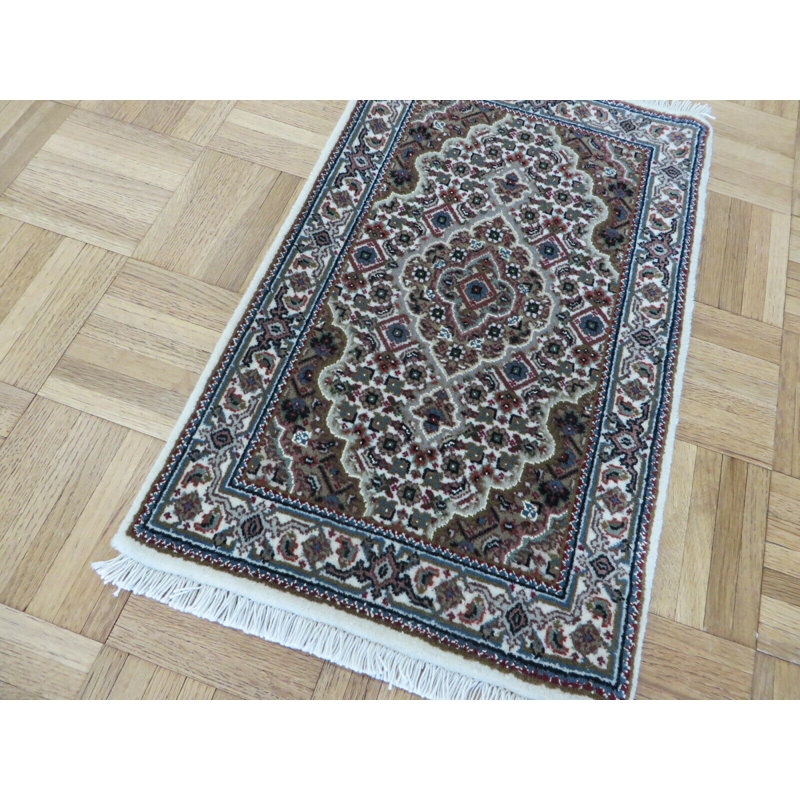 Tapis noir / brun noué à la main de conception unique 1 pi 4 po x 2 pi 1 po Harrogate
